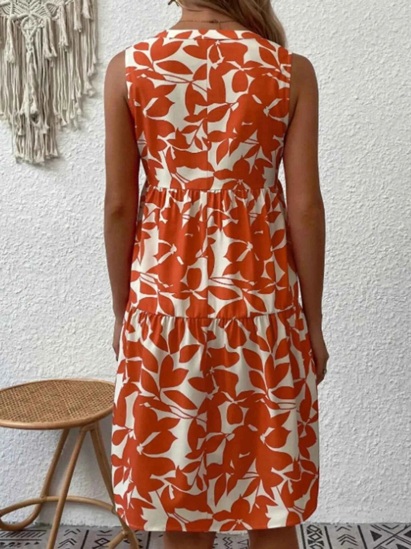 Printed V-Neck Sleeveless Mini Dress 4db2d2a7950b44aab87bb90ddda0833c-Max-Origin