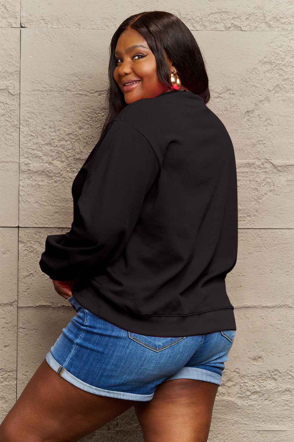 Simply Love Full Size IN MY MAMA EAR Graphic Sweatshirt 4db589c3efcb454385f67a844bb50c56-Max