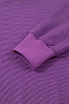 Evergreen Solid Color Raw Seam Patchwork Ribbed Drop Shoulder Sweatshirt 4dc64000cc5f27ef