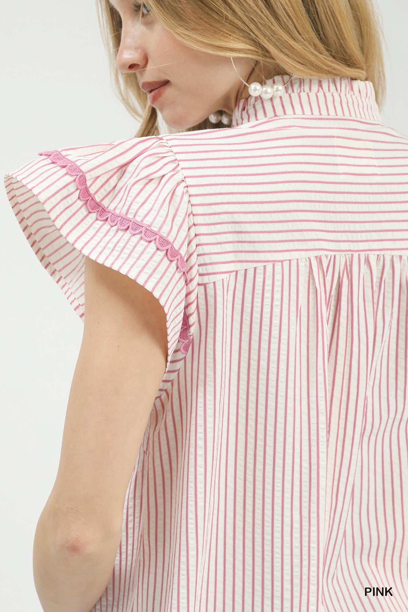Umgee Striped Flutter Sleeve Top 4dca3cf2-1acb-421f-81b8-22e7feedcc76-Max
