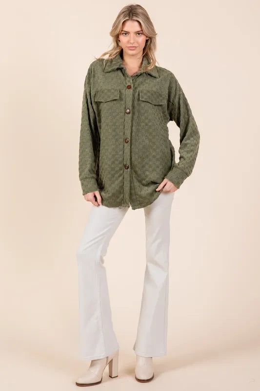 BOMBOM Checkered Button Down Dropped Shoulder Shacket 4dd1c839-cc5c-49cf-9a24-65885e49c76e-Max