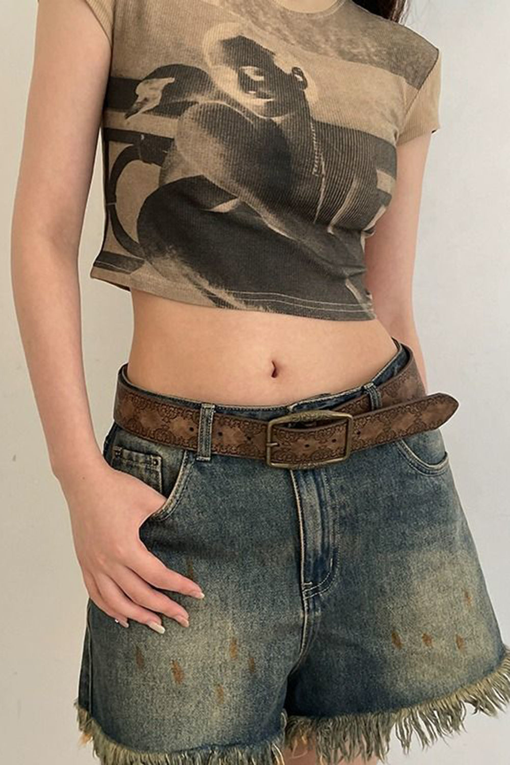 Chestnut Vintage Pattern PU Leather Waist Belt 4dd2208e765bfe53