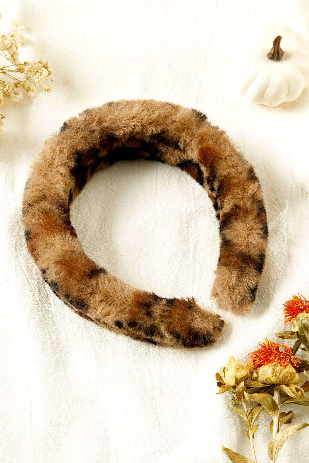 Camel Leopard Print Plush Headband 4dd2d8716b605a13