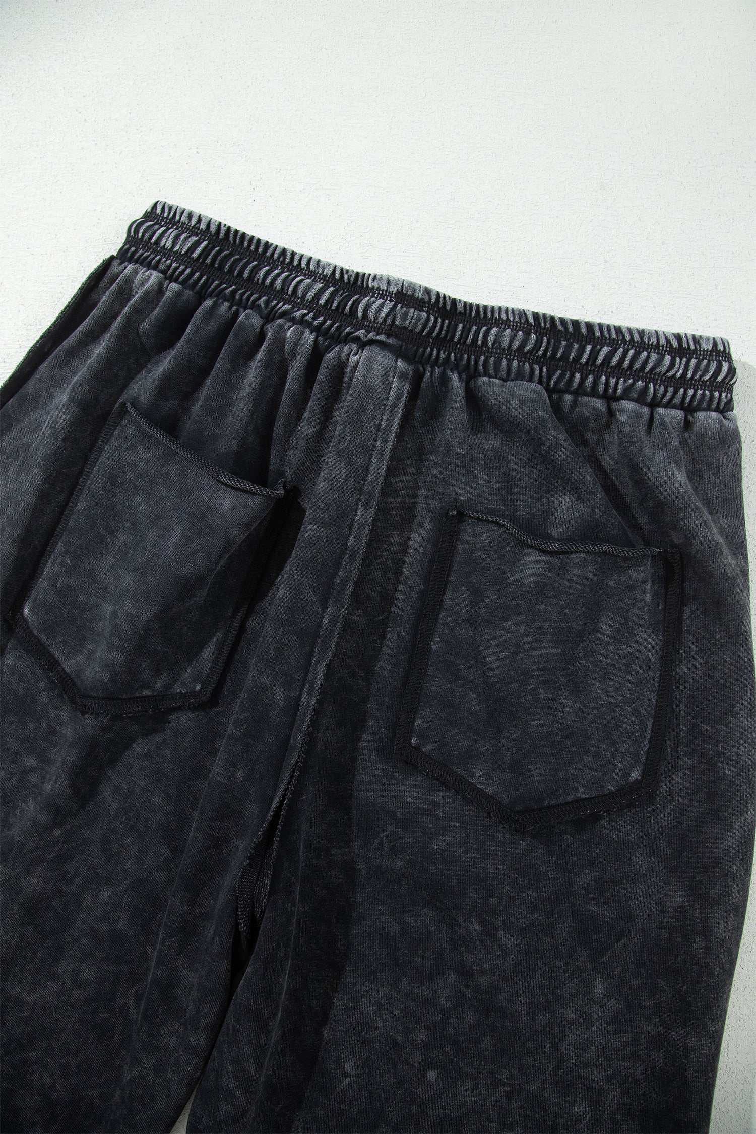 Black Mineral Wash Raw Seam Drawstring Elastic Waist Barrel Pants 4dd98777f9aa98af