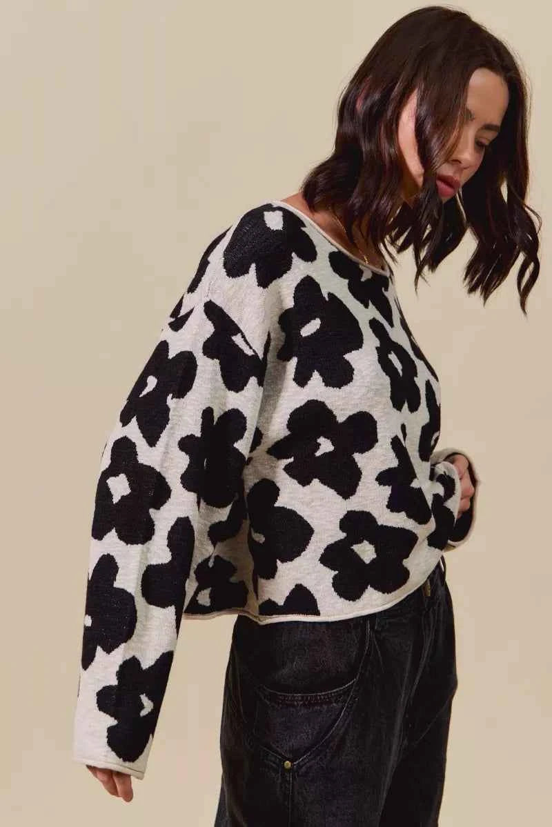 SO ME Loose Fit Flower Lightweight Sweater Top 4deb5c40d95f42899a06aec0fdf60fdf-Max-Origin