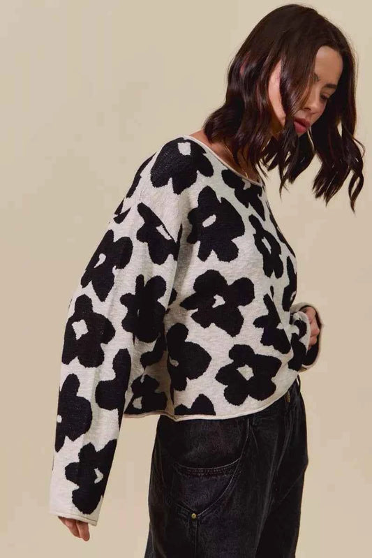 Loose Fit Flower Lightweight Sweater Top 4deb5c40d95f42899a06aec0fdf60fdf-Max-Origin