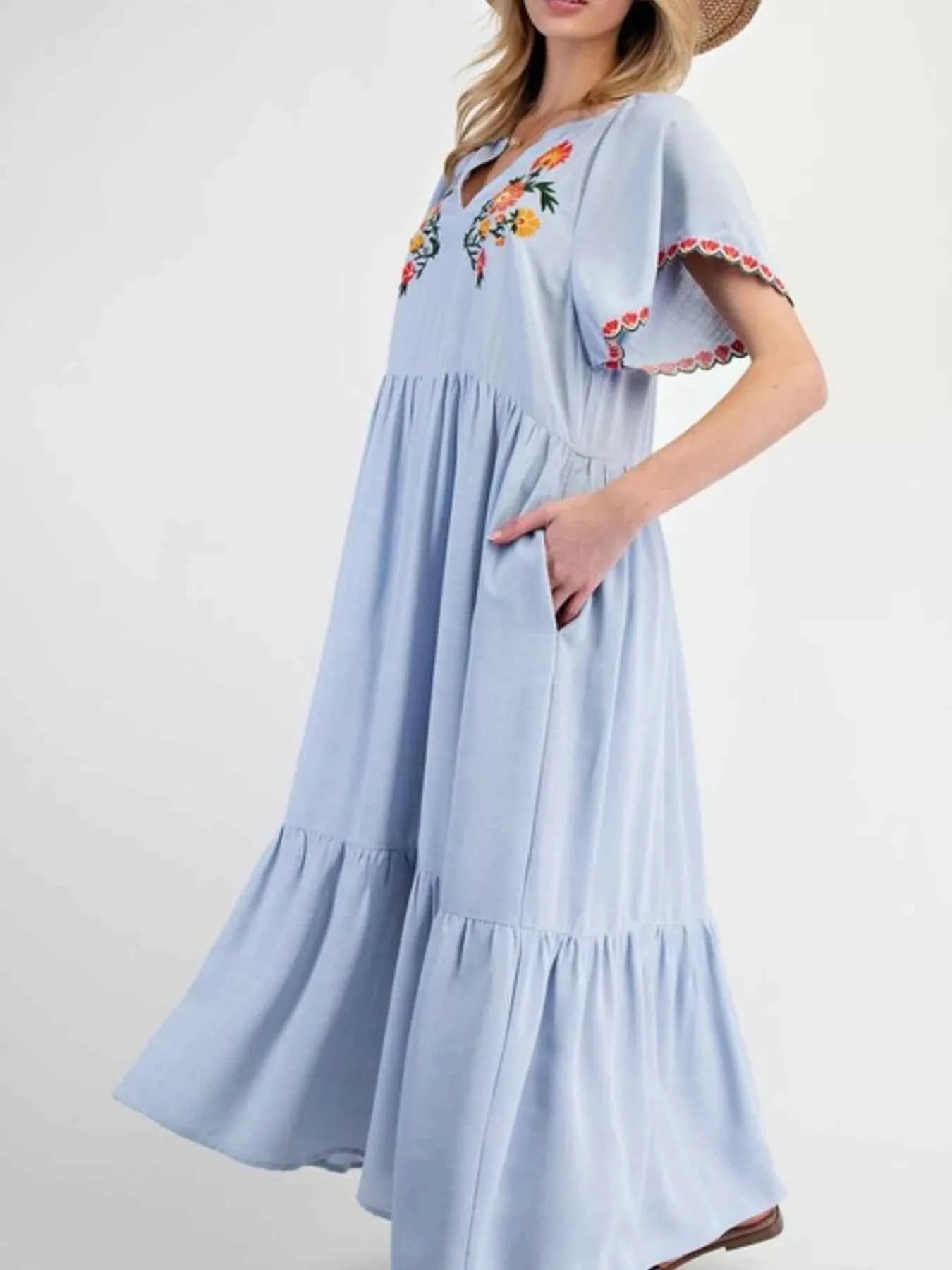 Floral Notched Flutter Sleeve Dress 4def8668-e7d9-4cb0-a93f-d5b6fb740ae4-Max-Origin