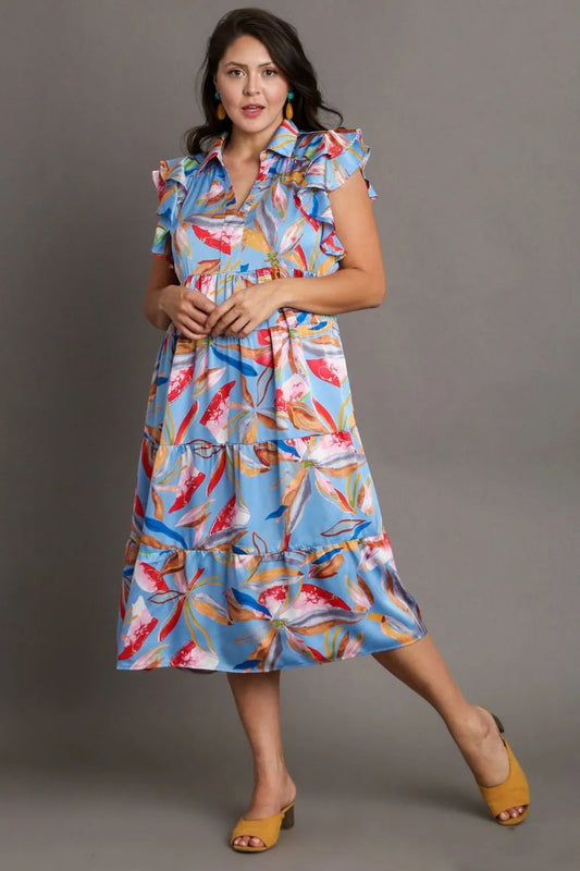 Full Size Leaf Print Double Layered Ruffle Sleeve Tiered Midi Dress Plus Size 4defb472-4c56-4d69-a1b9-11a5607406ea-Max