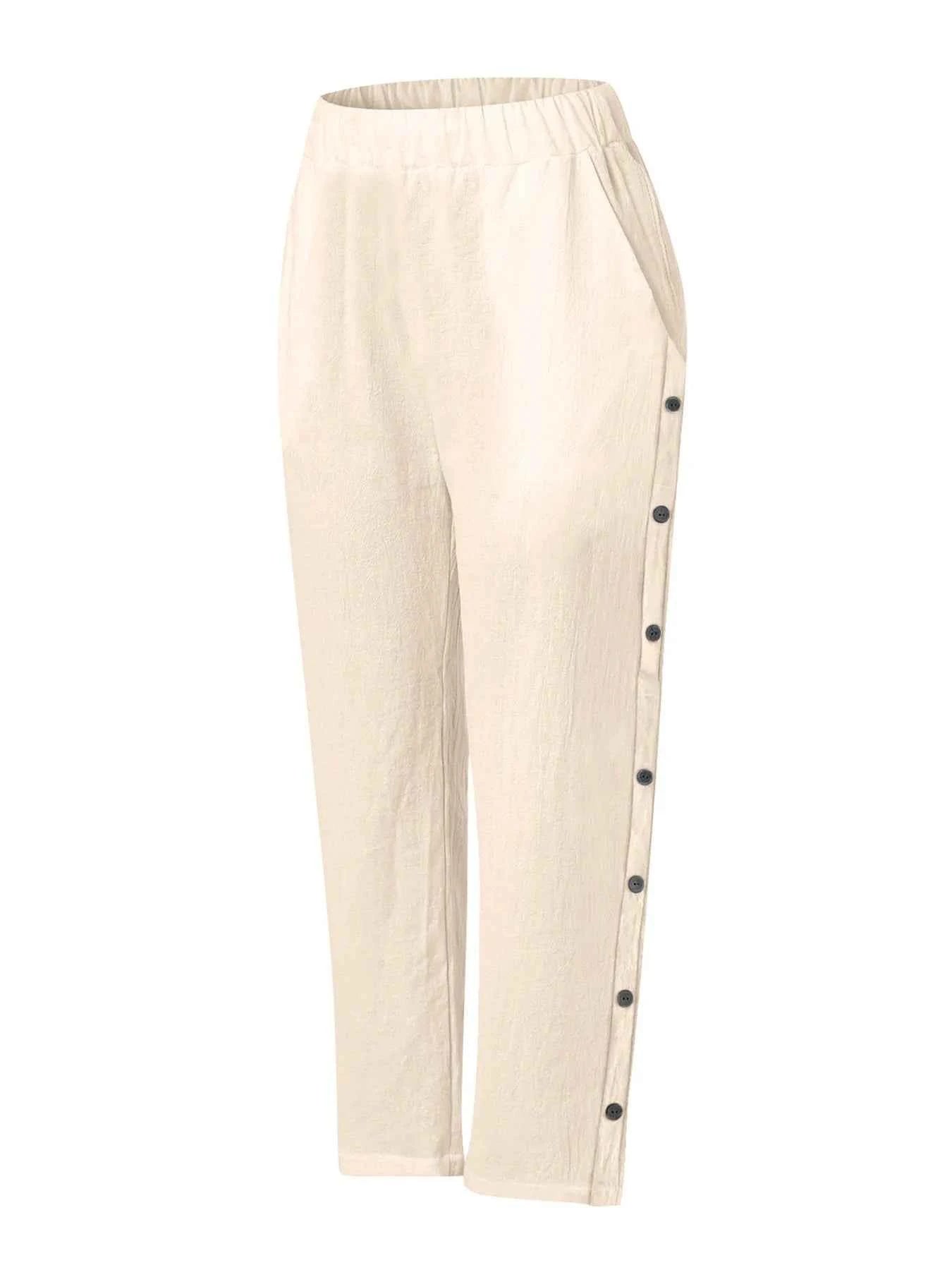 Full Size Side Decor Button Casual Wide Leg Pants Plus Size 4dfa2d8130514f088b551719abe2eb57-Max-Origin