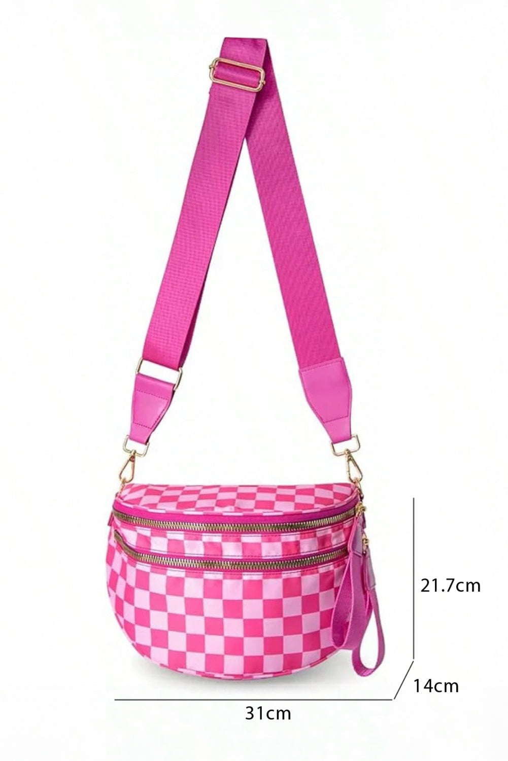 White Checkered Print Wide Strap Large Crossbody Bag 4dfdfe059c13a837