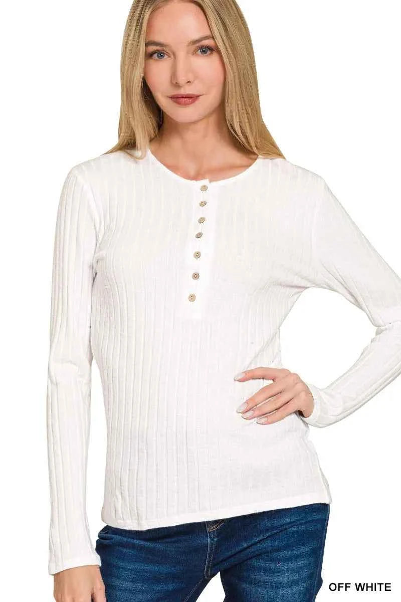 Zenana Ribbed Long Sleeve Half Button Top 4e1149056e024bbab6d30c5d0213e6ef-Max-Origin