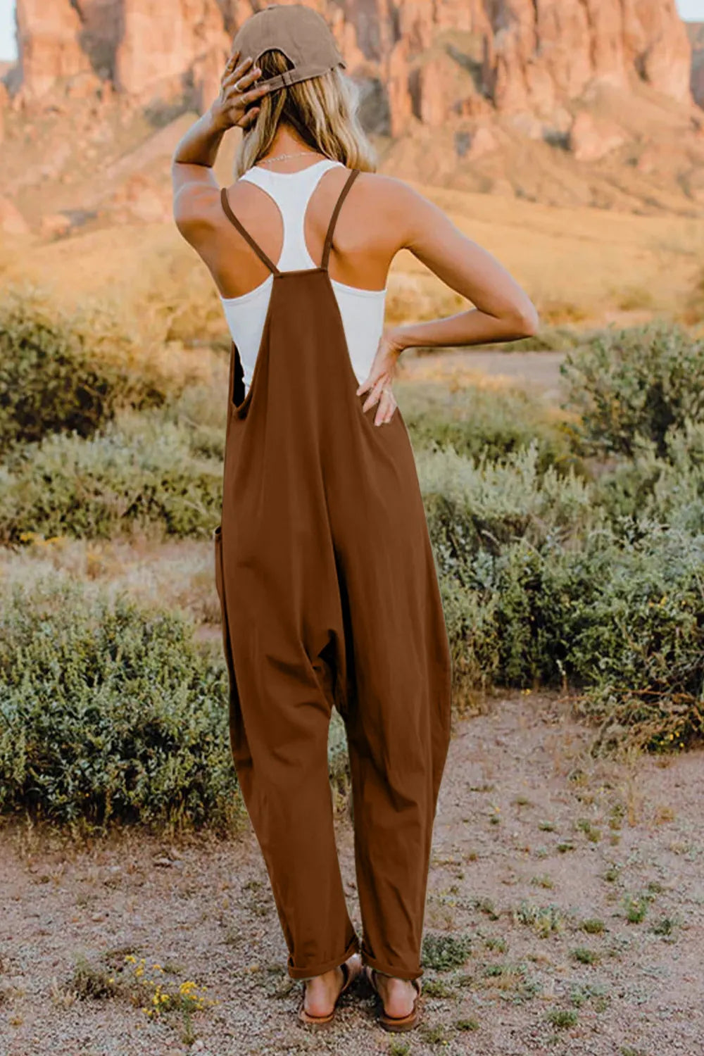 Double Take Full Size V-Neck Sleeveless Jumpsuit with Pockets 4e18c984-decc-4a9c-9127-a39a210cb69a-Max