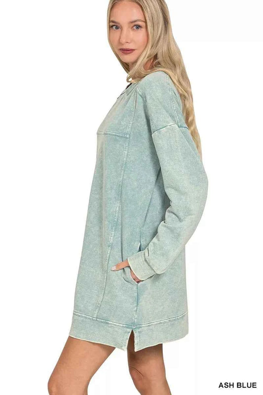 Zenana French Terry Acid Washed Dress with Pockets 4e1d3e4ad597452e95c35305f0eda728-Max-Origin