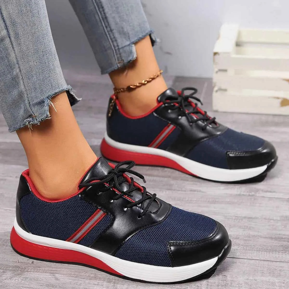 Round Toe Platform Sneakers Navy 4e222f3b-5a41-488d-847b-b7627d1dc467-Max-Origin