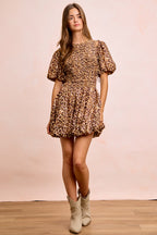BiBi Leopard Bow Tie Attachable Puff Sleeves Dress 4e2c1a7c9b704b978b63631a7a1bf3a1-Max