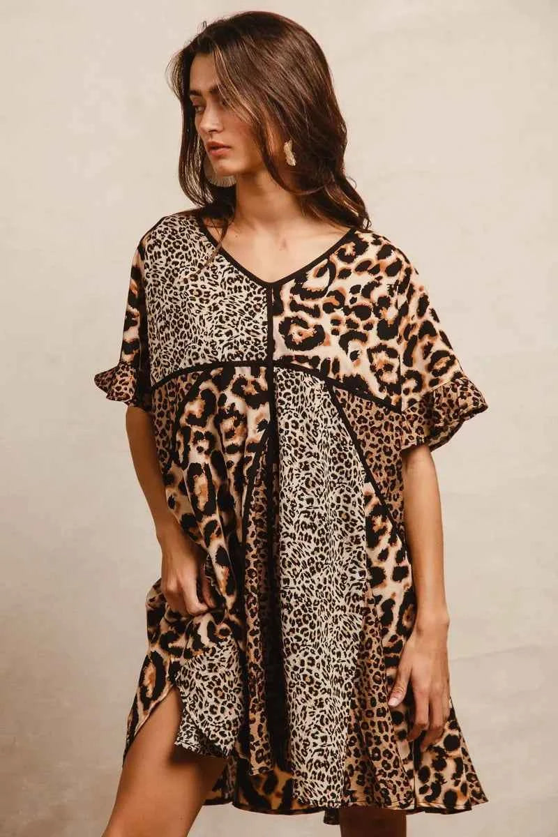 BiBi Leopard Prints Mix and Match Short Sleeves Dress 4e2f6143b7c242099dab20c798029863-Max-Origin