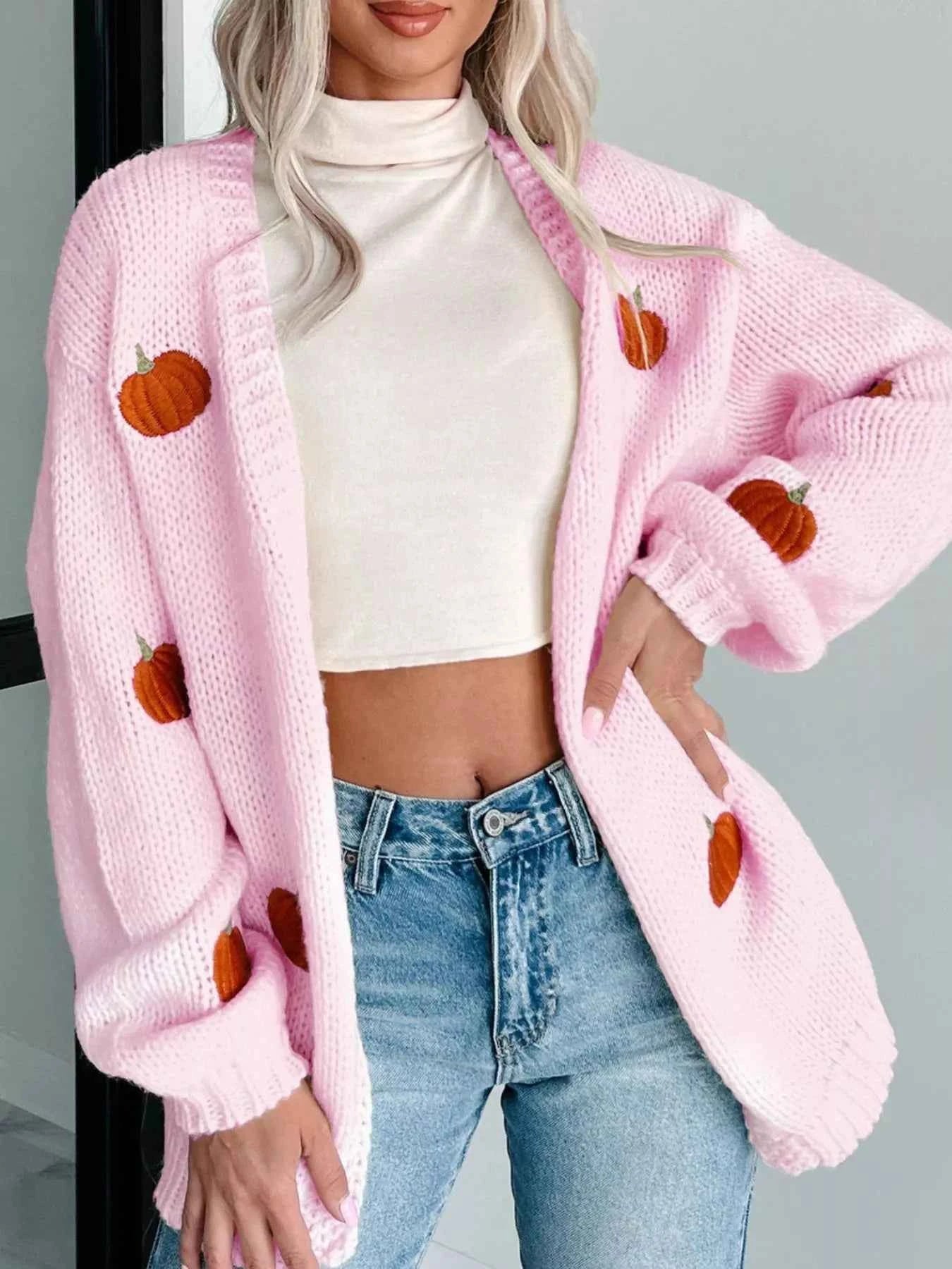 Embroidered Button Up Cardigan Pink 4e3680bd-ec77-462b-beed-7d5cbf20bb32-Max-Origin