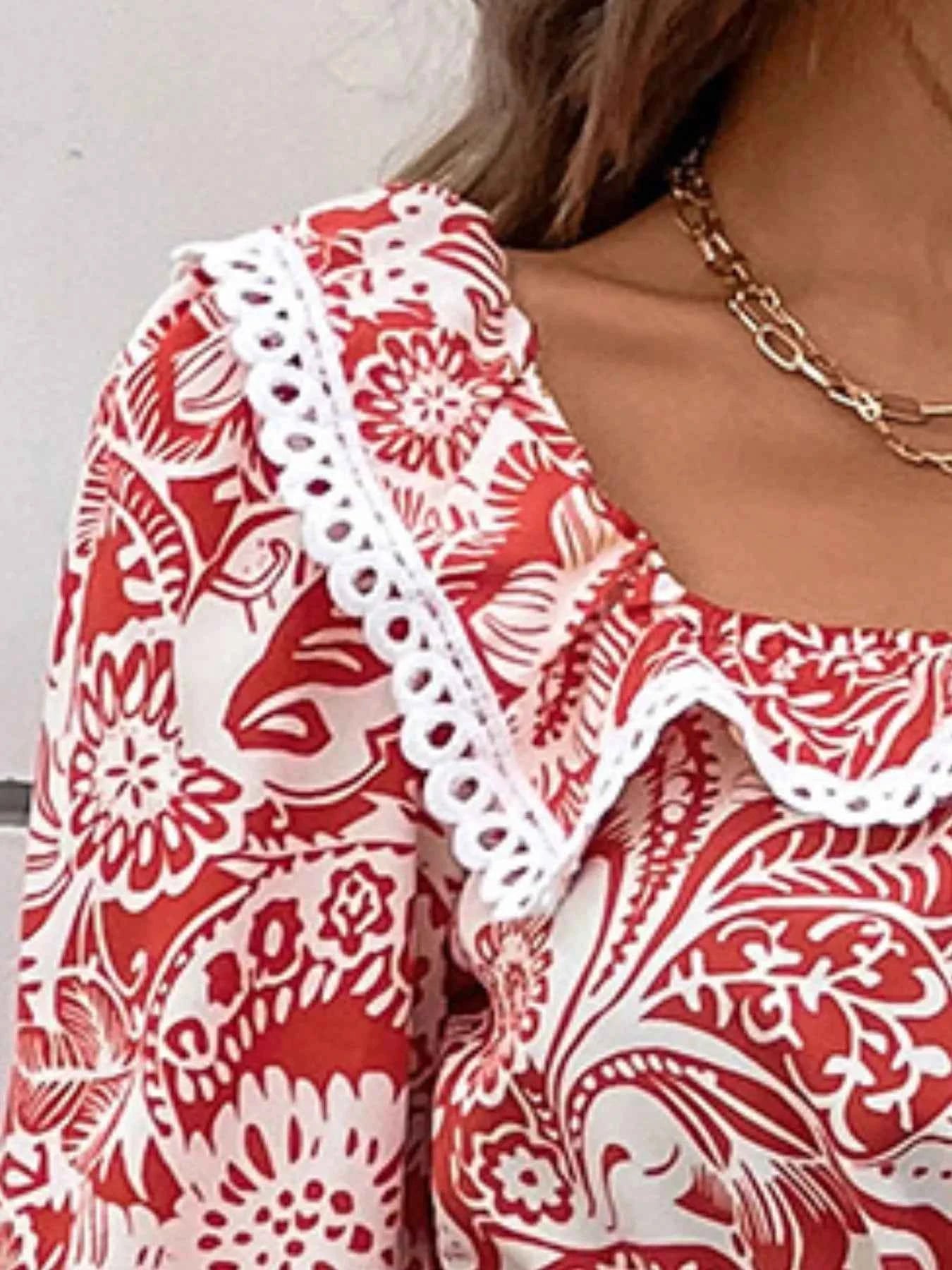 Printed Square Neck Long Sleeve Dress 4e392472-e20b-4553-af1d-8063aca0f054-Max-Origin