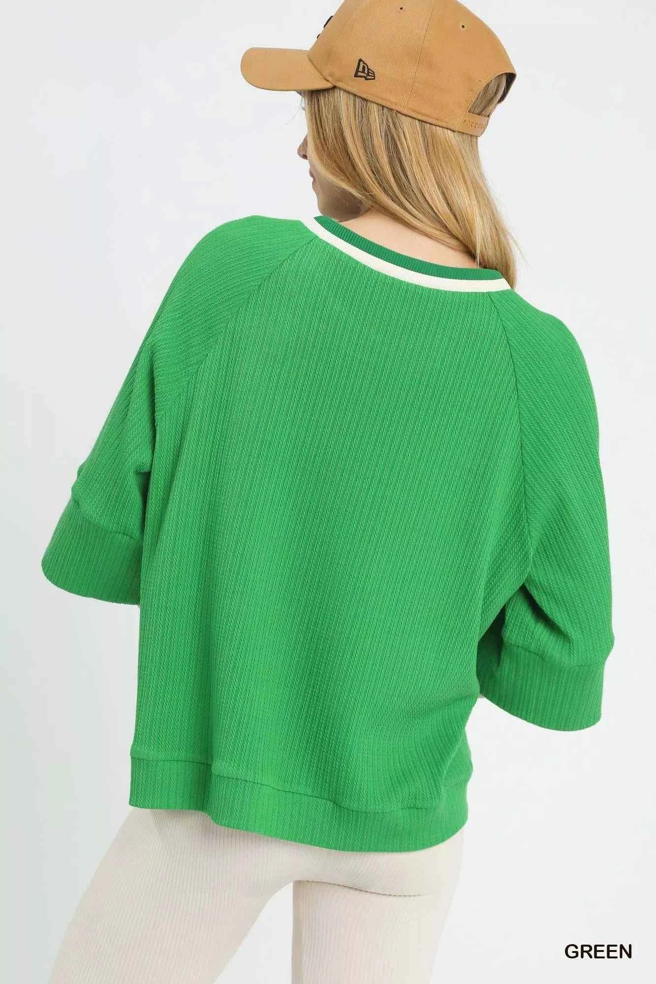 Ribbed Knit Top with Contrast Trim 4e3a5cfd-0c01-4884-bc7e-b5269c480dc0-Max-Origin