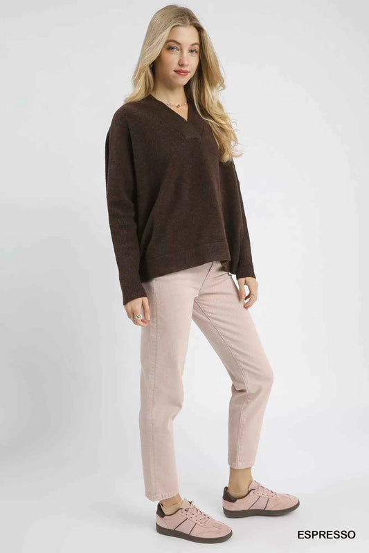 V-Neck Sweater with Wide Trim Detail 4e49731e-7bed-4270-8f43-83fc38aded1d-Max-Origin