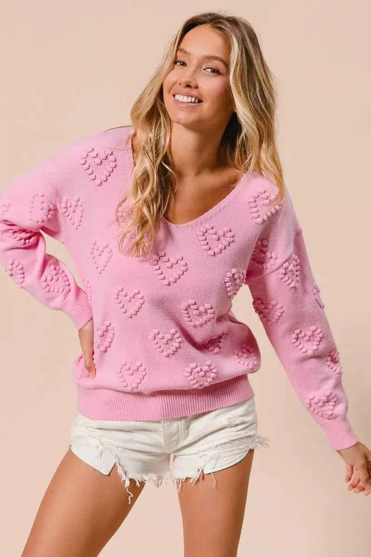 Valentines Heart Pompom V Neck Knit Top 4e4ccd17a90b4e43aaaacf8b9fda39bc-Max-Origin