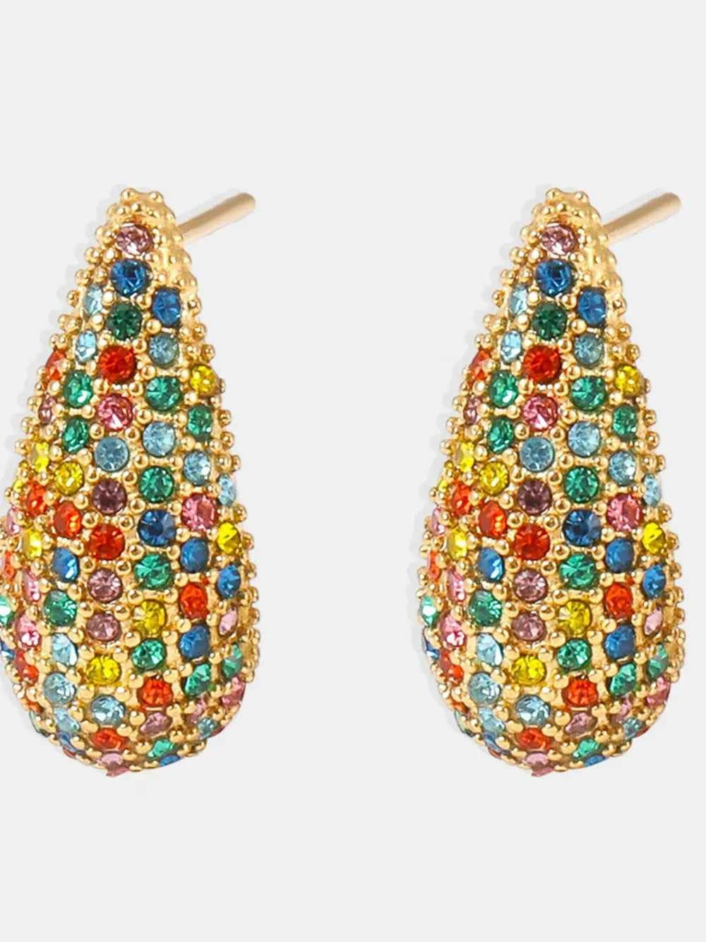 Stainless Steel Inlaid Zircon Teardrop Earrings Multicolor( gold) One Size 4e51577b-5984-4913-bb18-ffb6a8e366d4-Max