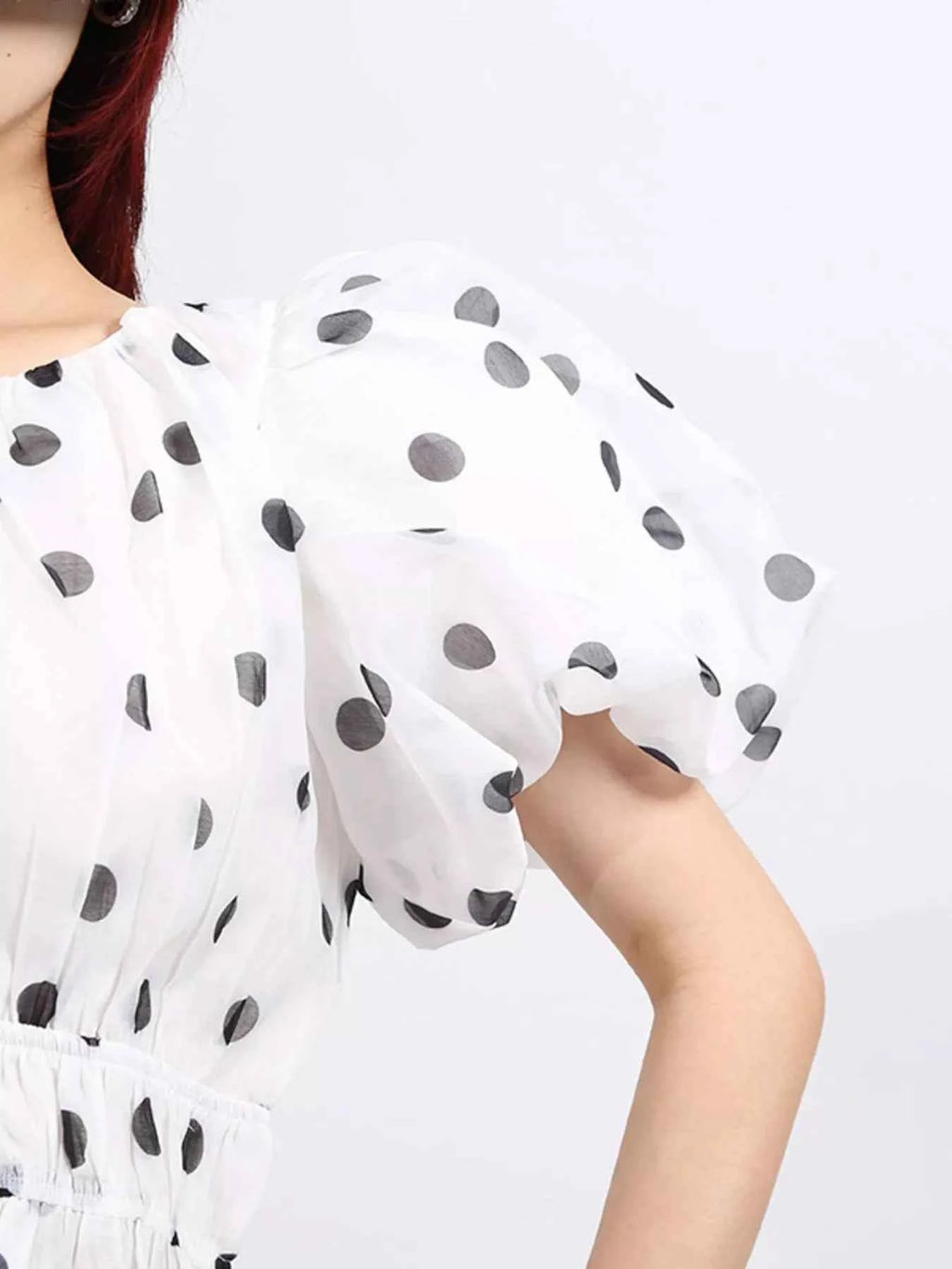 Polka Dot Puff Sleeve Top and Skirt Set 4e520a2c-a781-463c-b273-ca02fb597418-Max-Origin