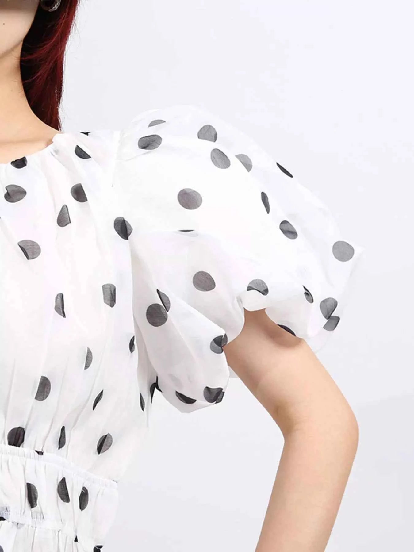 Polka Dot Puff Sleeve Top and Skirt Set 4e520a2c-a781-463c-b273-ca02fb597418-Max-Origin