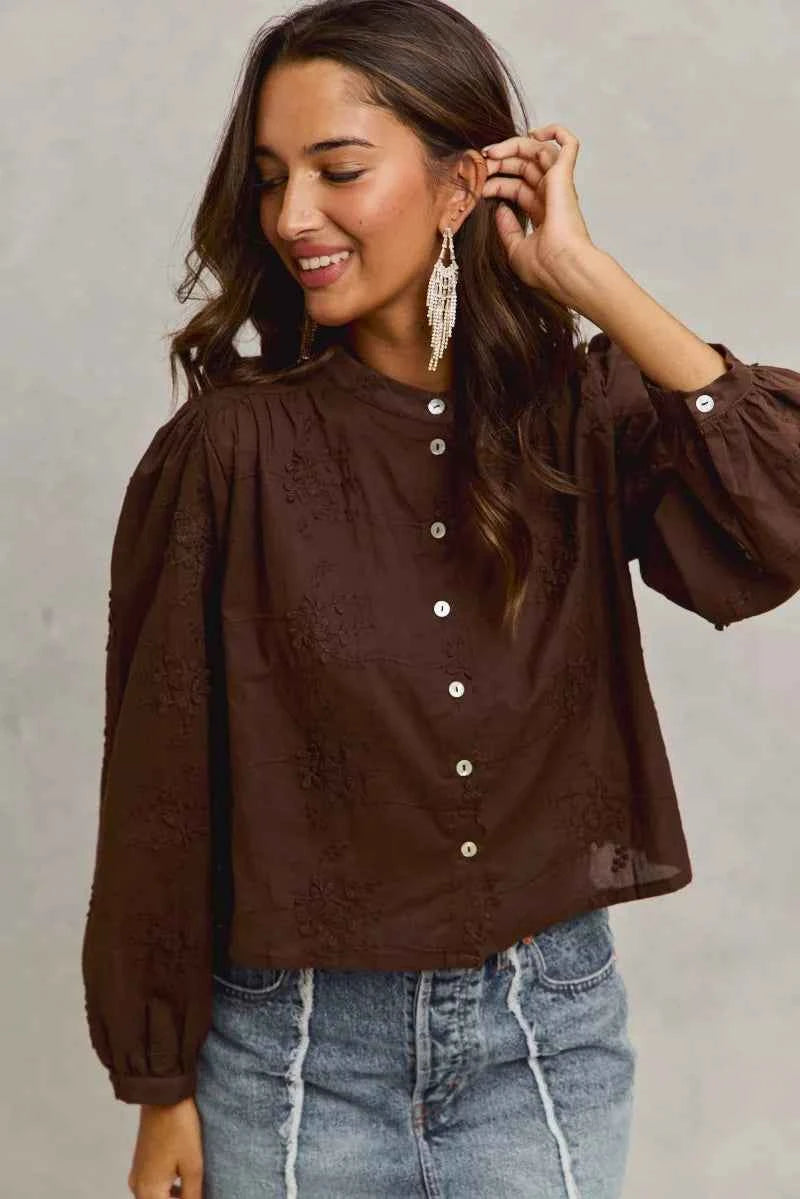 SO ME 3d Floral Woven Long Sleeve Front Button Shirt 4e5c13a7d8684848b320dbfe99fb6845-Max-Origin