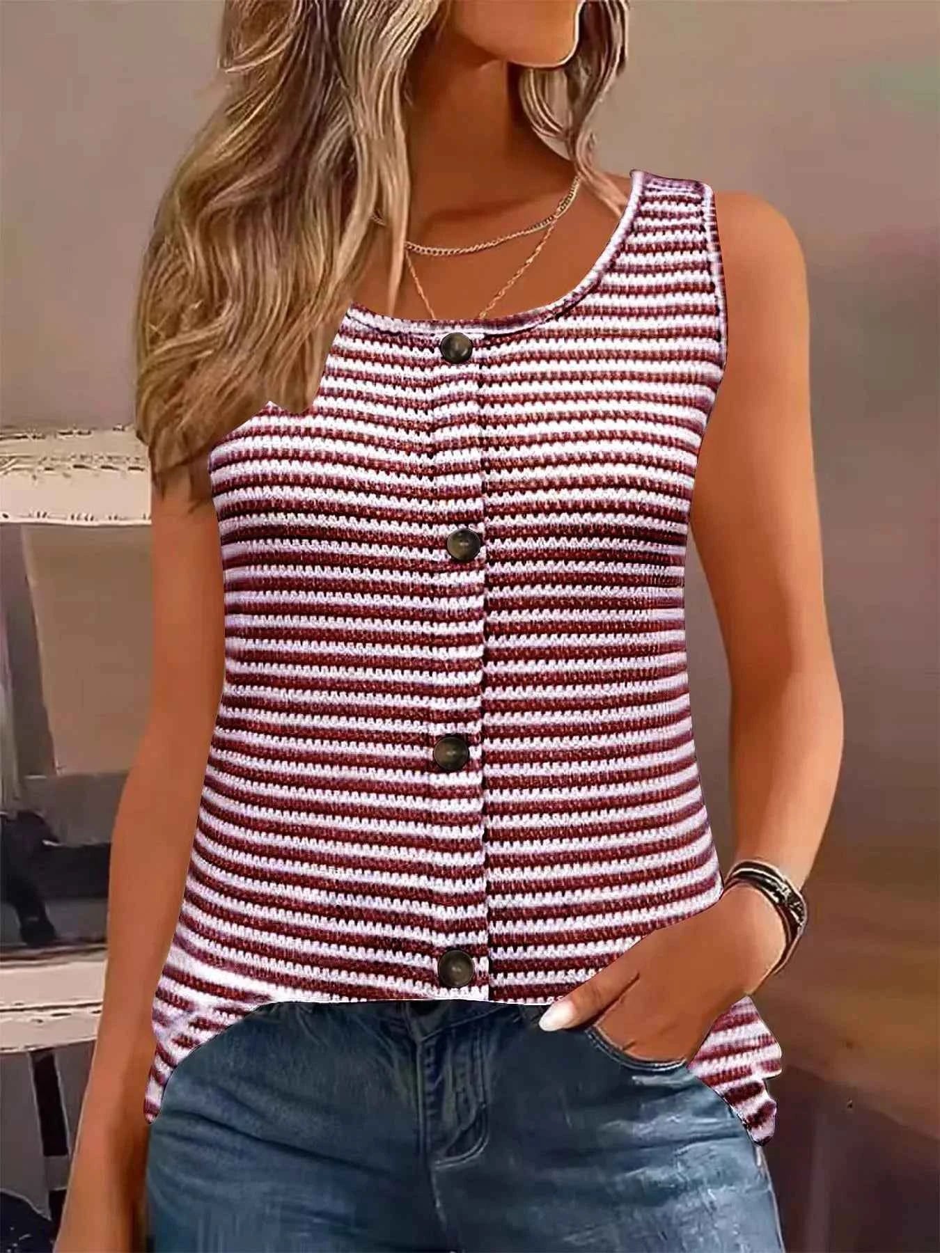 Striped Round Neck Tank Top Burgundy 4e5e4664-2dd6-402d-bce7-619e1ba23aaa-Max-Origin