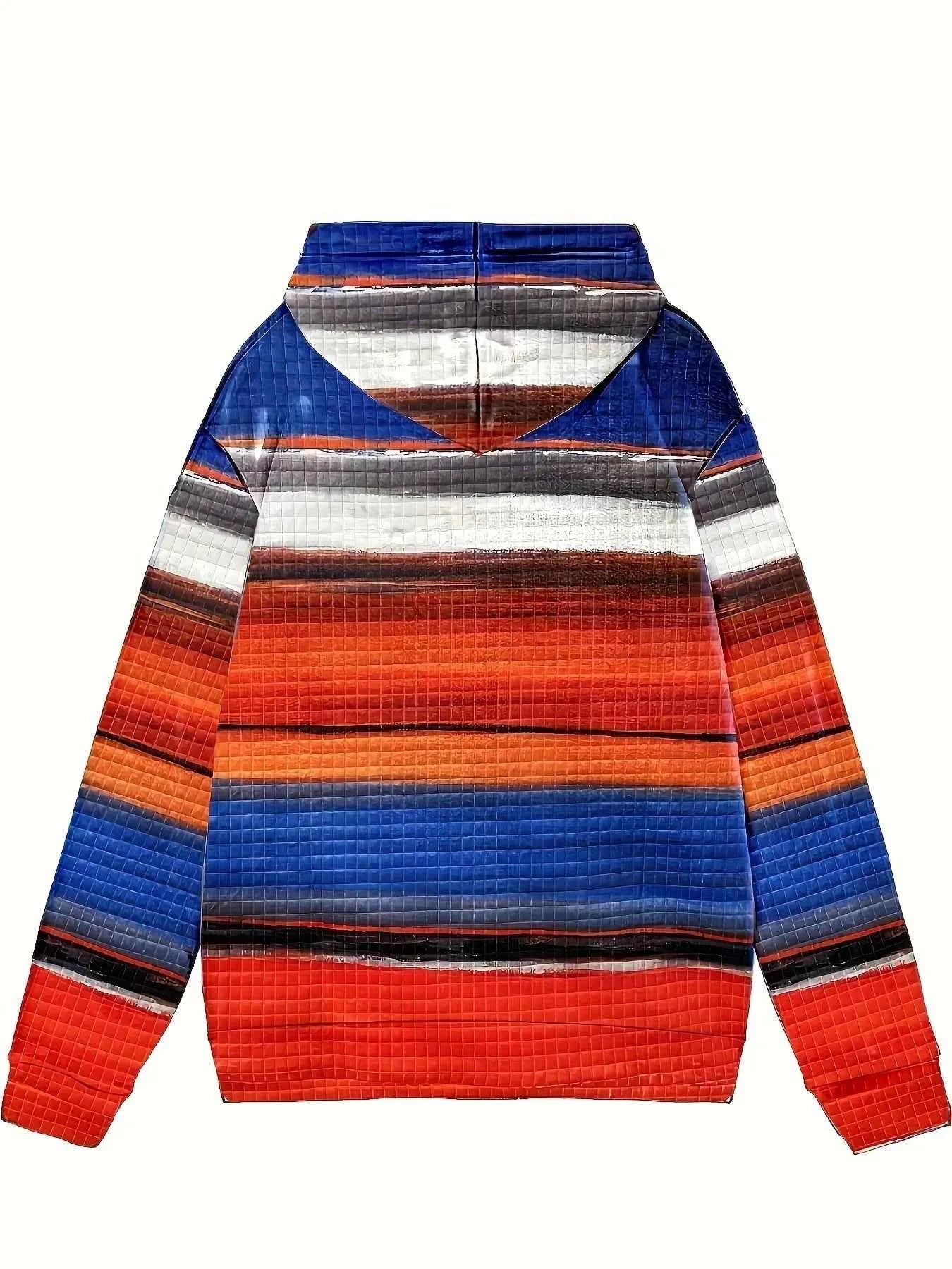 Drawstring Striped Kangaroo Pocket Hoodie 4e62273f303f44a6b7de616eed0d25ec-Max-Origin
