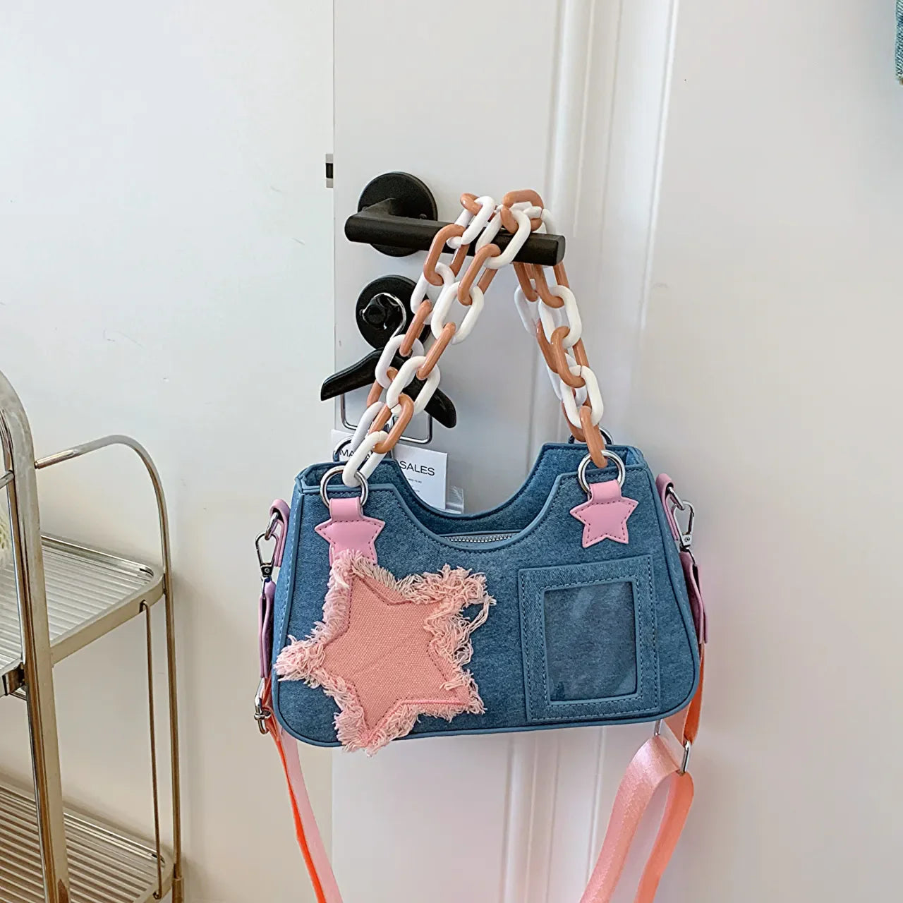 Star Patch Shoulder Bag with Chunky Chain 4e7b4f75effa4be5b882fd5cb2c9eda3-Max-Origin