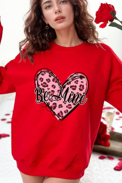 Valentine's Day BE MINE Heart Long Sleeve Sweatshirt