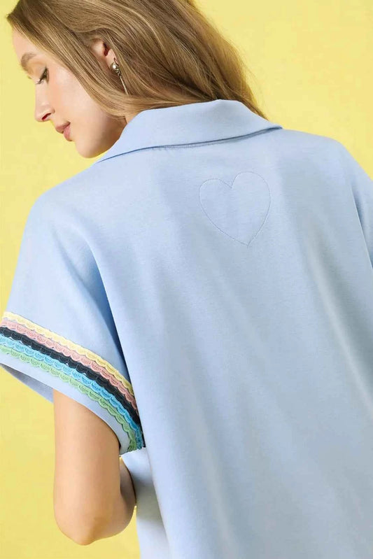 Contrast Trim Half Zip Collared Blouse 4e865b3c-a397-43df-a9f3-994b9aa52063-Max-Origin