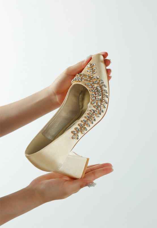 Abatina Satin Diamante Embellished Pumps 4e88396d-c319-4659-b561-dc0c70c8e89f