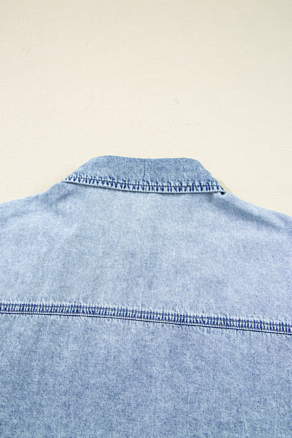 Beau Blue Chest Pocket Raw Hem Denim Loose Shirt Dress 4e8b8b31117c2e43