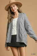 Umgee Chunky Cable Knit Open Front Cardigan H. GREY 4e8e743e-fe05-4230-9d4a-bed01a9270a3-Max-Origin