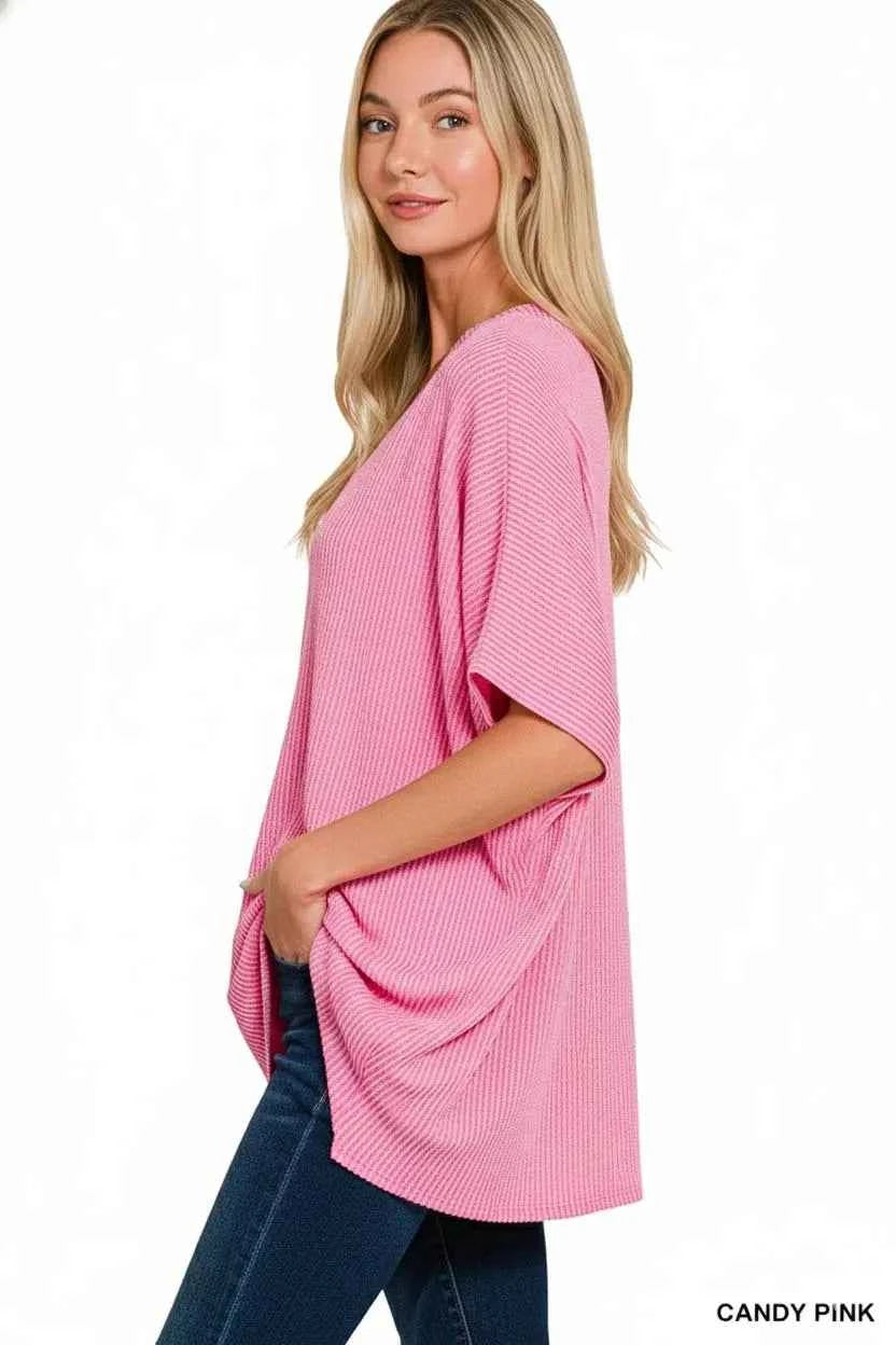 Raised Rib V-Neck Batwing Top 4e9c0a49-9d6b-4665-8664-c8b0149d6e08-Max-Origin