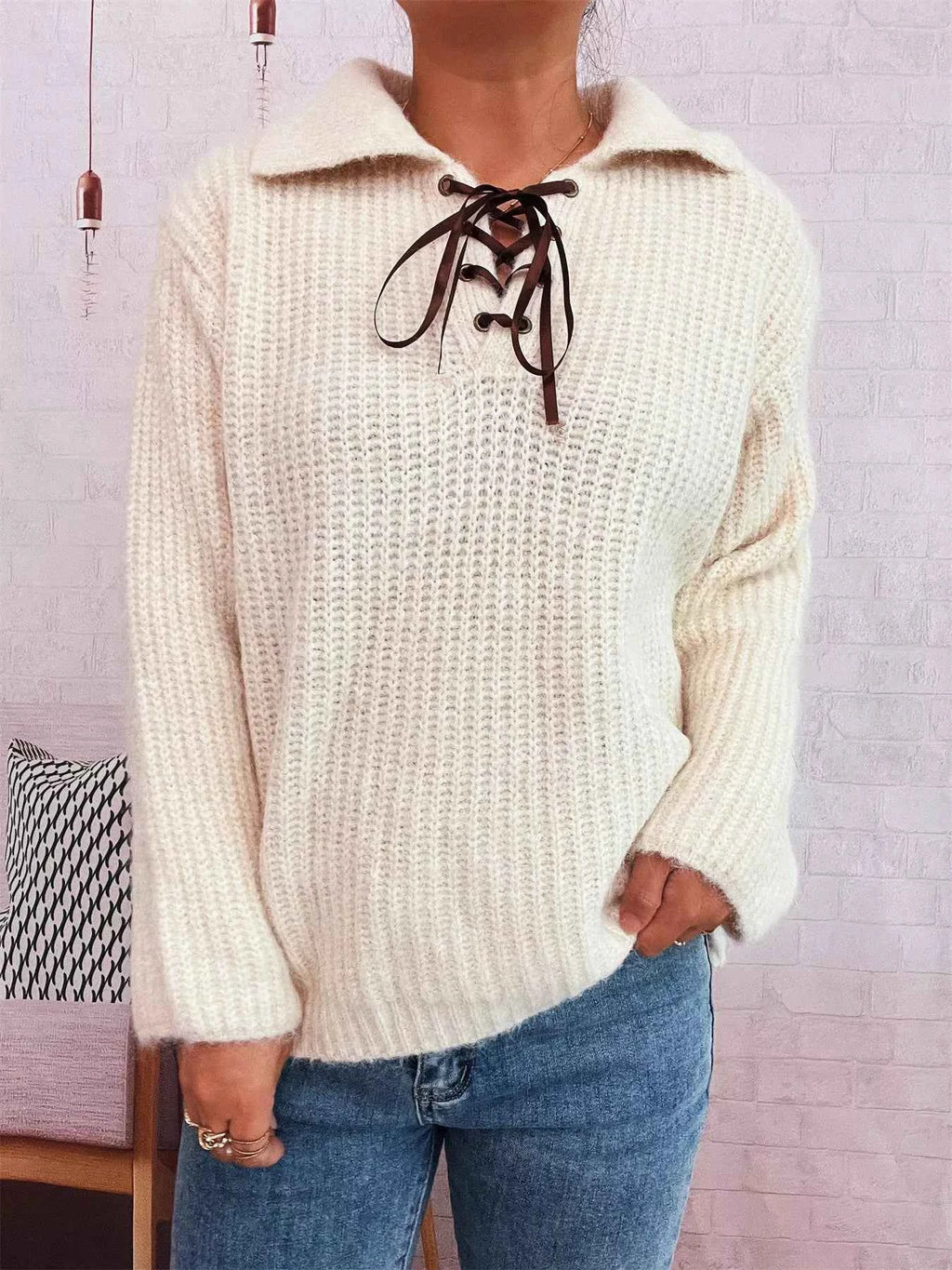 Lace Up Long Sleeve Sweater 4e9dc7aa570c4300820a8b57e1d5a607-Max-Origin