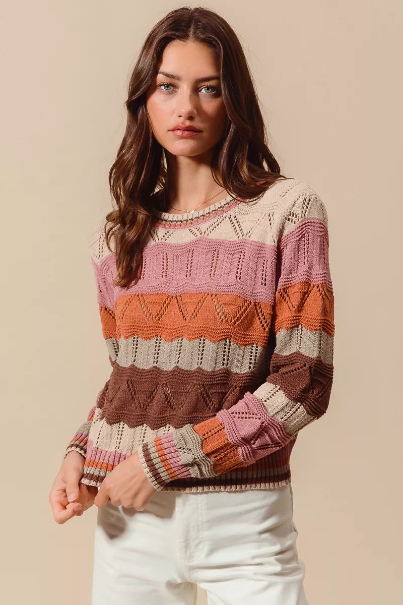 SO ME Multi Color Wavy Stripe Sweater Top 4ea110d8b4924533bb7f3a3543911537-Max-Origin