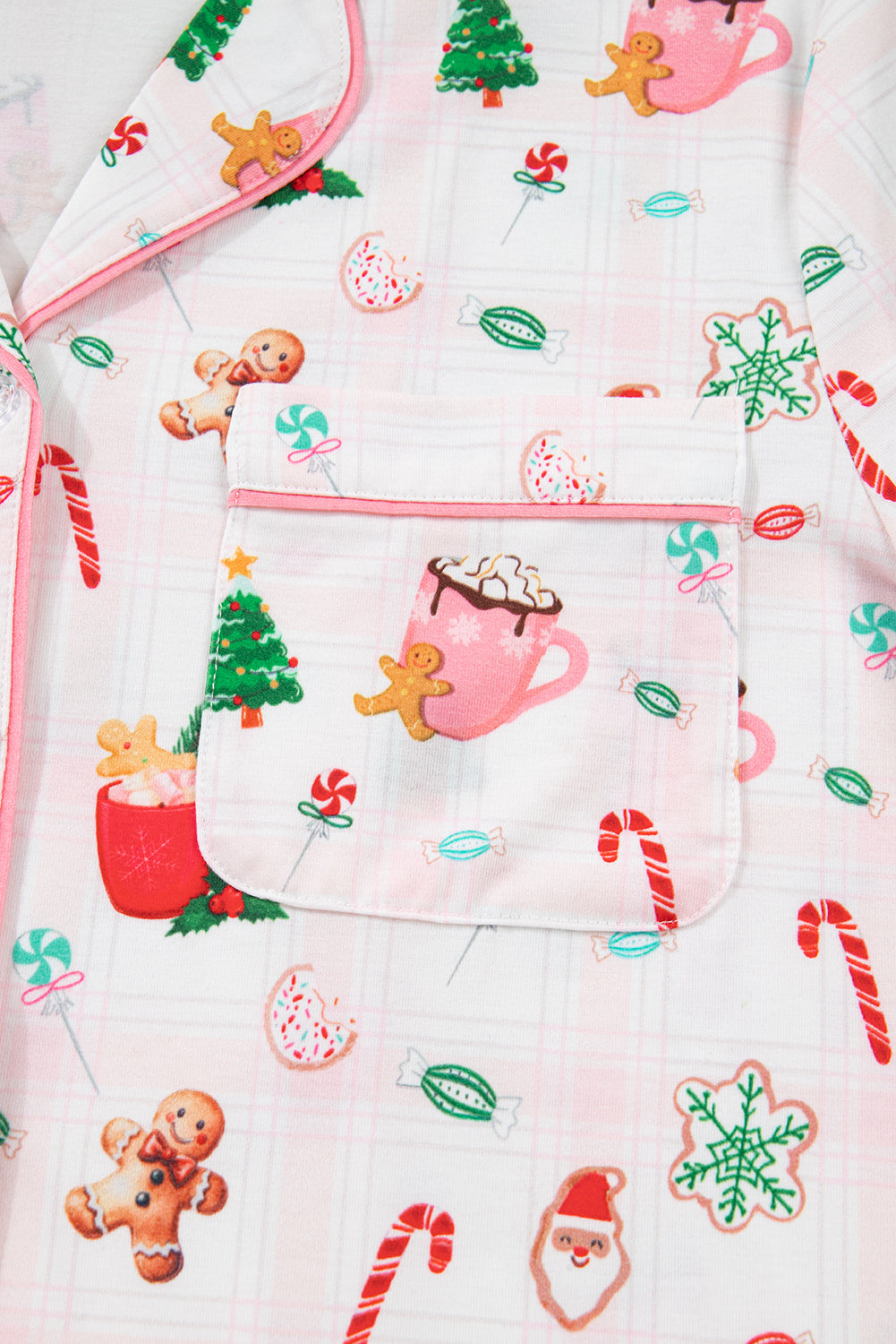 Pink Christmas Spirit Cute Holiday Print Short Sleeve Shirt and Pants Pajama Set