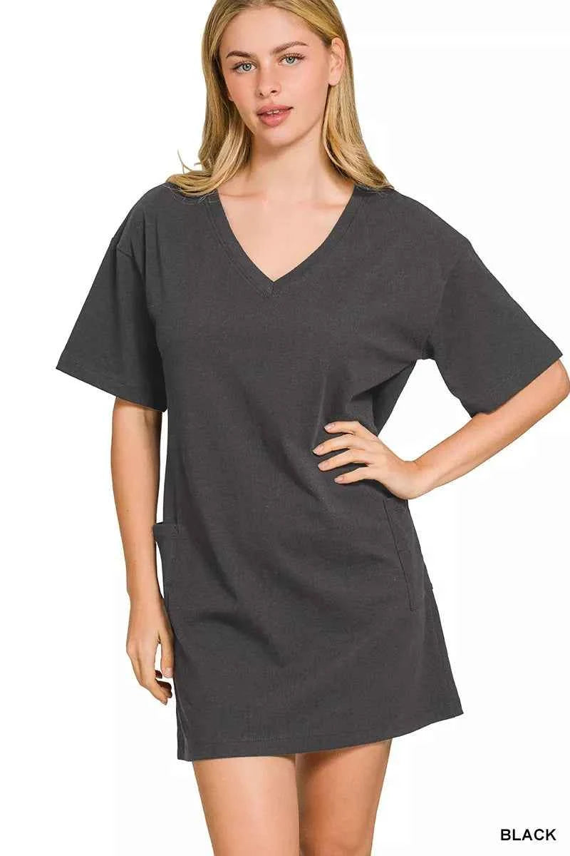 Zenana V or Scoop Neck Reversible 2-Way T-Shirt Dress BLACK 4ea7795b85a743b292504bcc56b9d5cb-Max-Origin