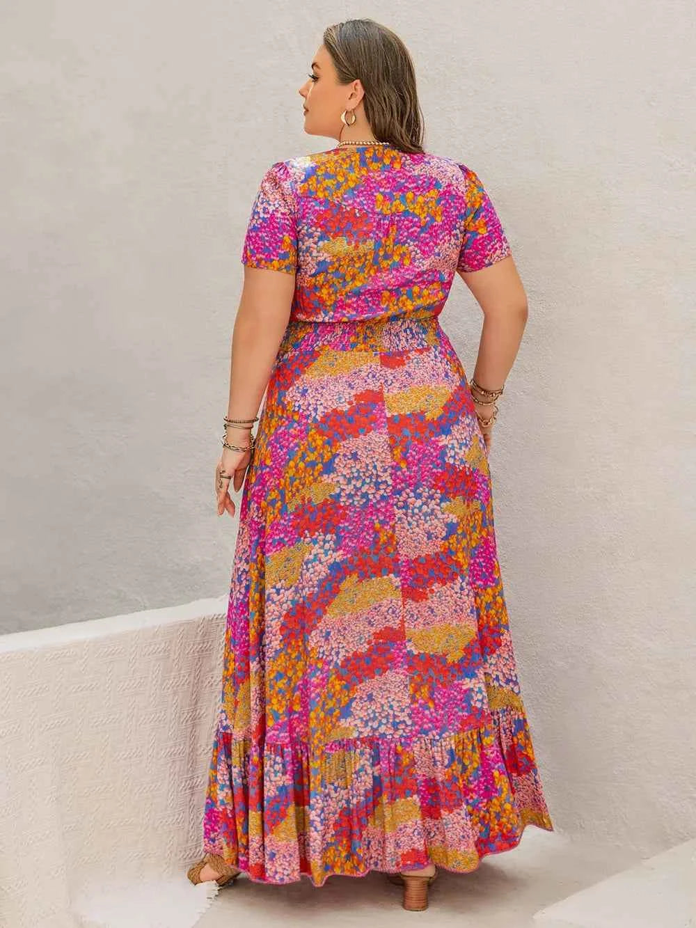 Plus Size Button Up Printed Short Sleeve Maxi Dress 4eaf0811-8e0d-4b1b-a9e1-2b5ff5429c64-Max