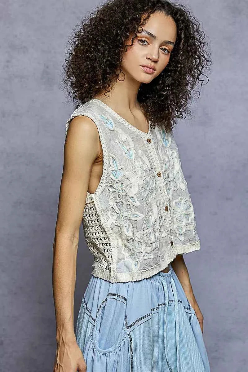 POL Button Down Floral Embroidery Cropped Crochet Vest Top 4eb517c7-20d6-4fcb-a884-cfe789fe37e3-Max-Origin