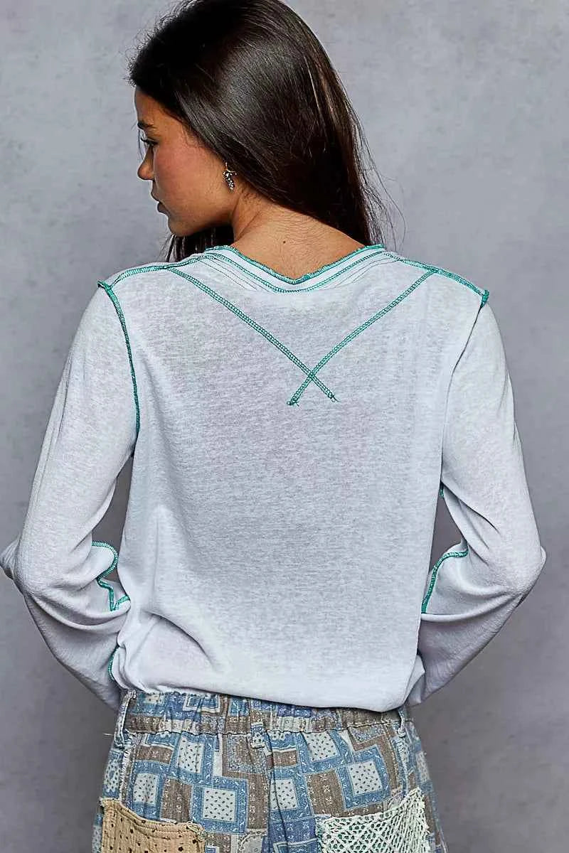 Round Neck Long Sleeve Top with Contrast Stitching 4ec0eac8-d3a4-4d2d-bfdd-349f140328d3-Max-Origin