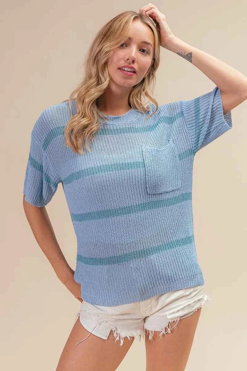 BiBi Patch Pocket Striped Lightweight Sweater Top 4ecd7dad-08bf-40b5-9271-29bd871d6b47-Max-Origin
