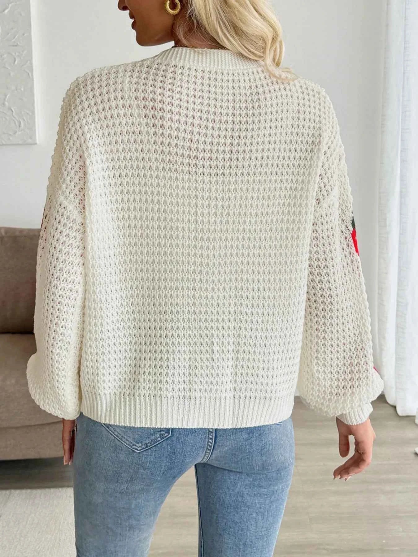 Strawberry Pattern V-Neck Button-Up Cardigan 4ed5aa76-3fe9-4e4b-8c6a-eefc9898b2cf-Max-Origin