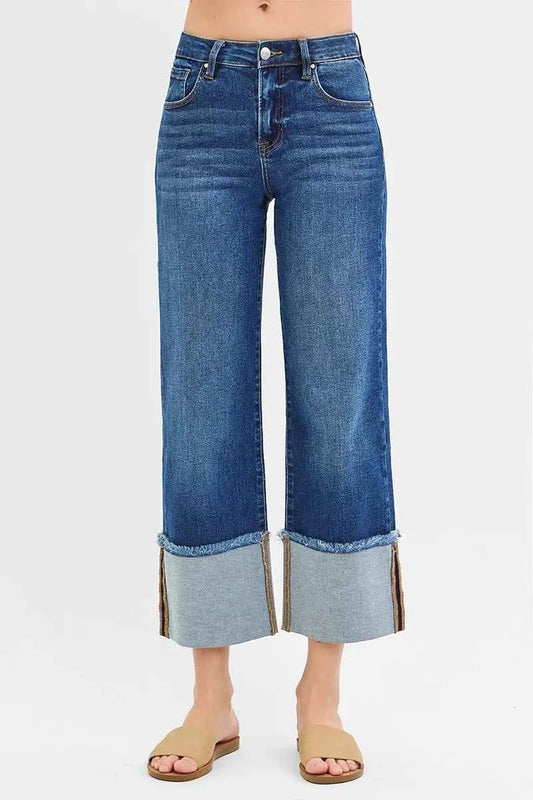 RISEN Full Size Mid Rise Crop Wide Wide Cuffed Jeans Plus Size DARK 4ed98818506d4aad83d52cabb4540e54-Max-Origin
