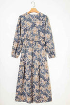 Floral Smocked High Waist Long Sleeve Dress 4edec374-ccc1-493a-ac76-d61104d6409c