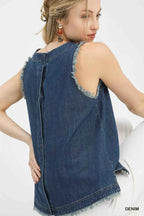 Umgee Sleeveless Fringe Hem Denim Top 4ee2ce35-a8d7-49b8-91c1-91eb9480d04a-Max-Origin